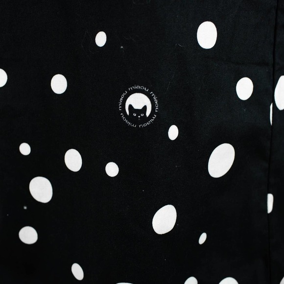 Miaou Womens Black Cat Print‎ Midi Dress Size Small Polka Dot Strapless Retro - Picture 5 of 7